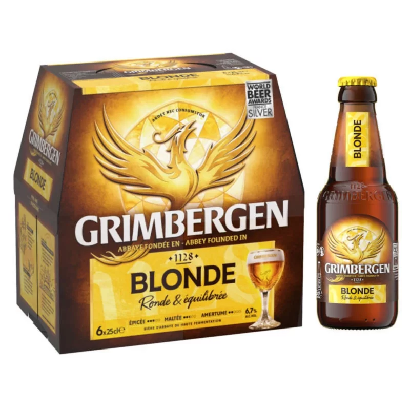 image de la Bière blonde d'abbaye GRIMBERGEN 6x25cl